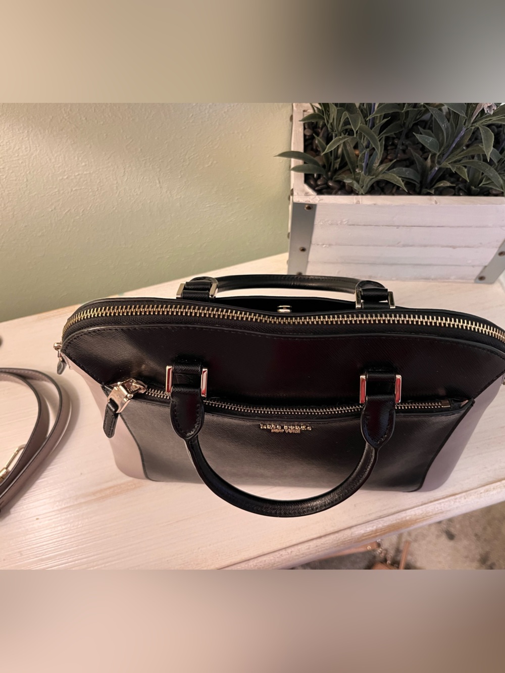Kate Spade Louise Medium Done Satchel Black/Grey Colorblock EUC - Picture 7 of 11
